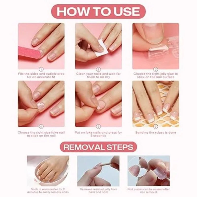 60pcs almond shape cute 3d   press nails sweet