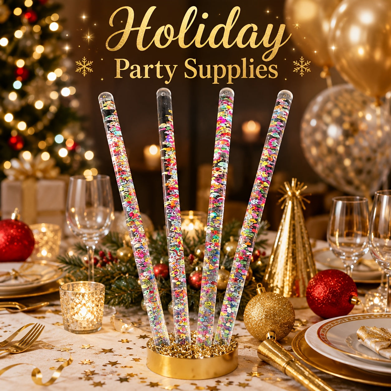 party supplies centerpieces 4pcs glitter wands sticks 30cm