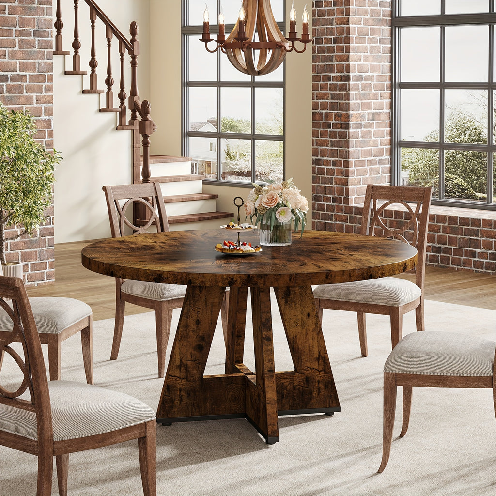 47 inch farmhouse dining table rustic round dinner table 4