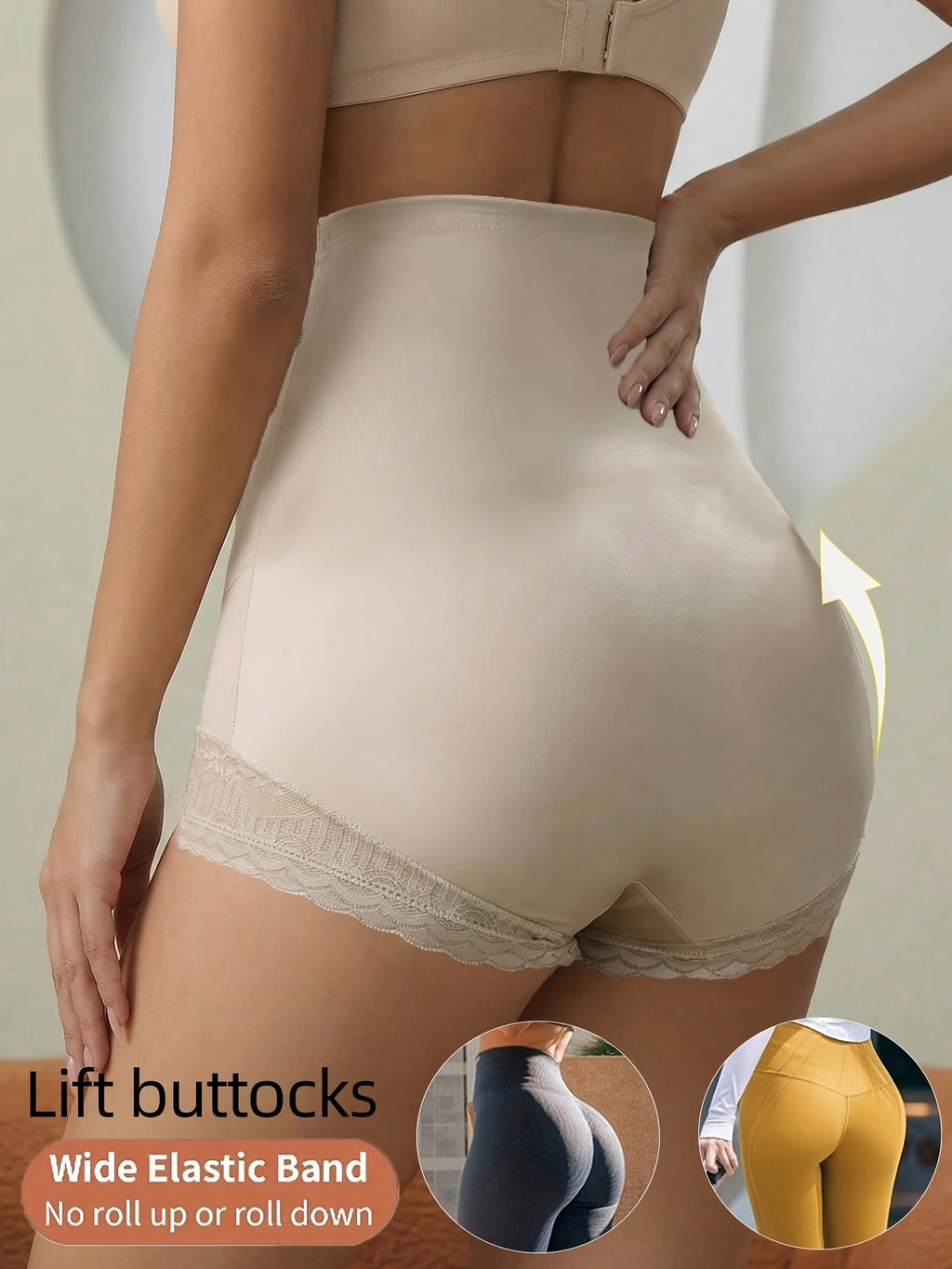 high waisted tummy control shapewear panties women lace trim