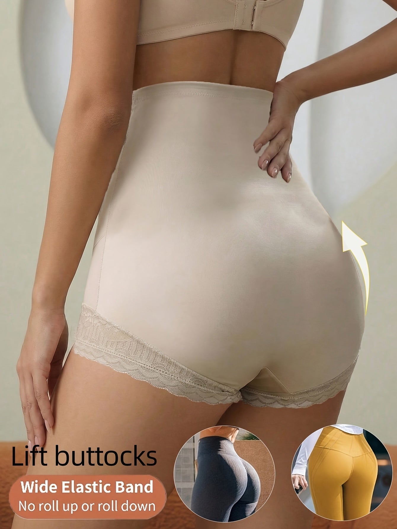 high waisted tummy control shapewear panties women lace trim