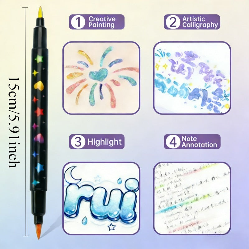 24   dual tip glitter pen set glitter