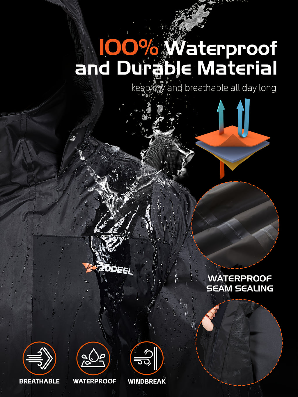 waterproof raincoat set mens windproof jacket pants