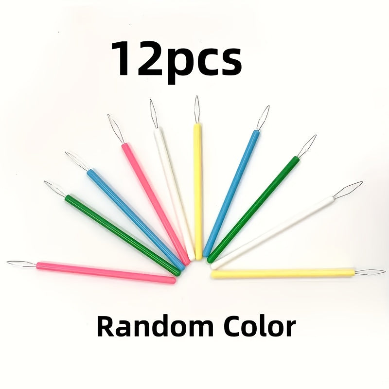 12pcs set colored plastic threaders cylindrical threader kit