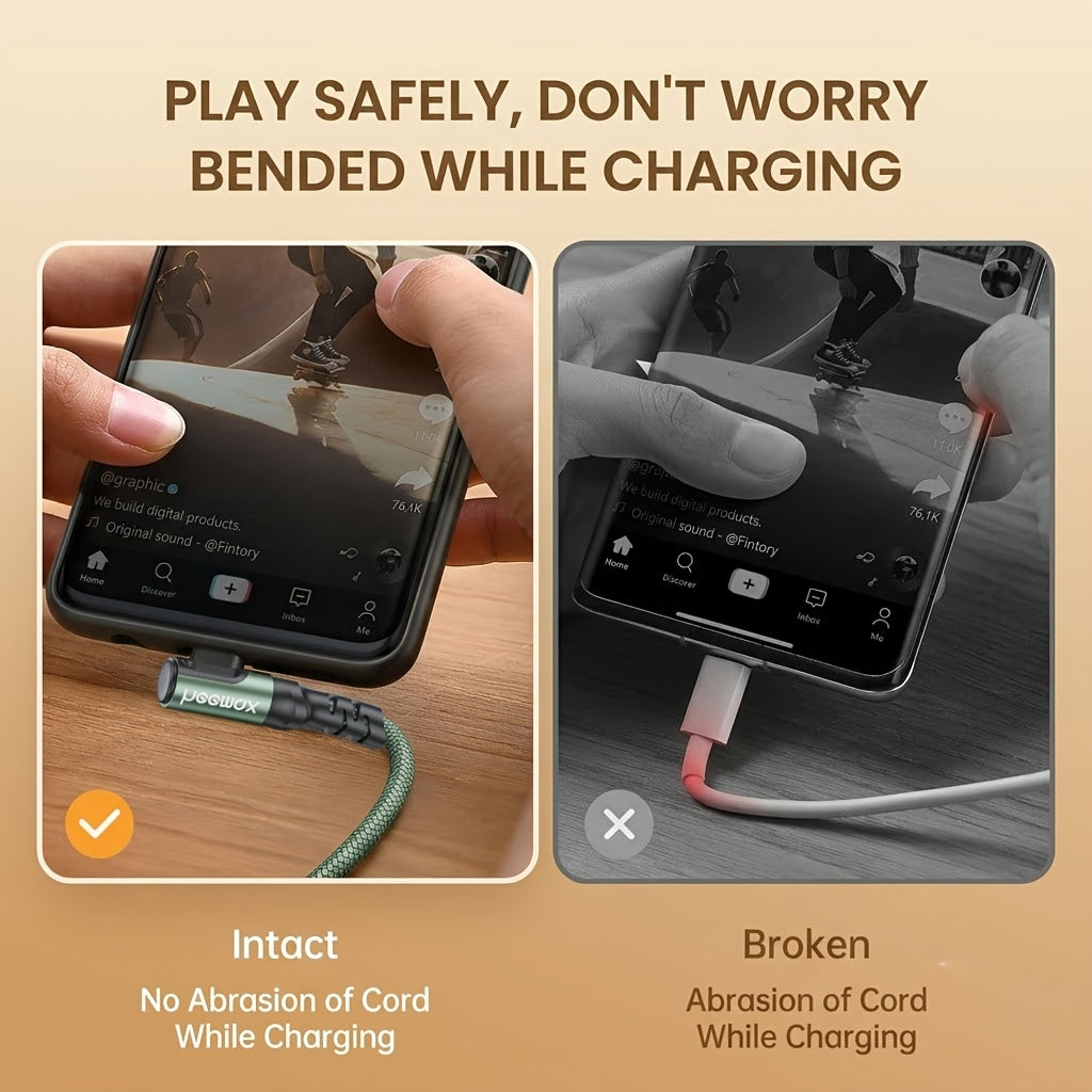 90 degree usb c charging cable 3a fast charging right angle