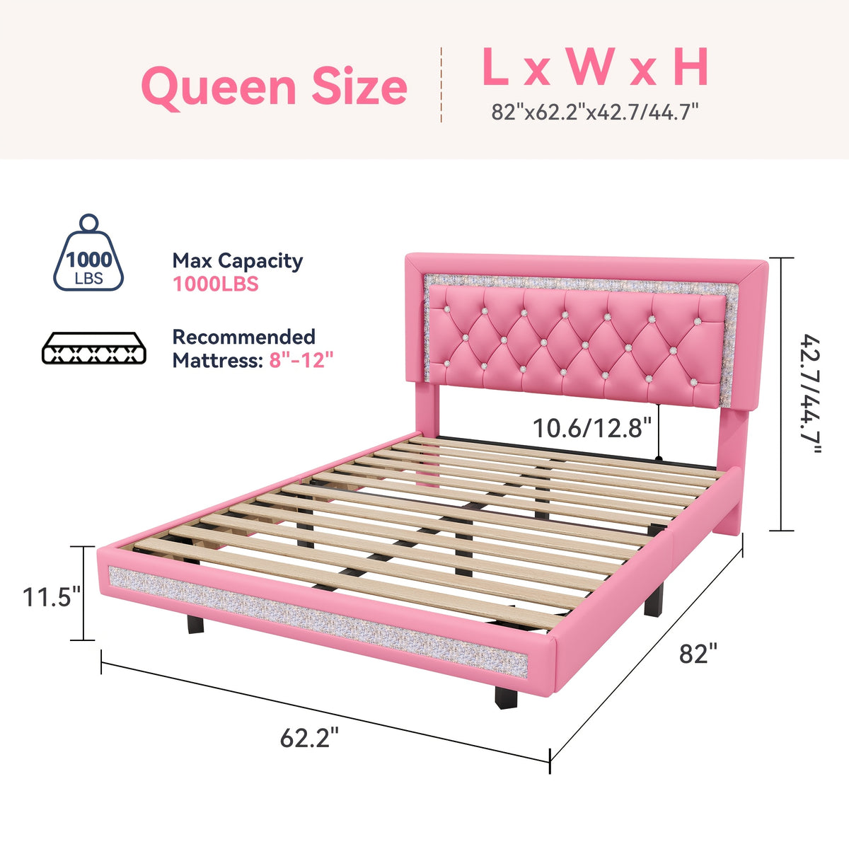 mraeer diamond quilted velvet silent full queen bed frame