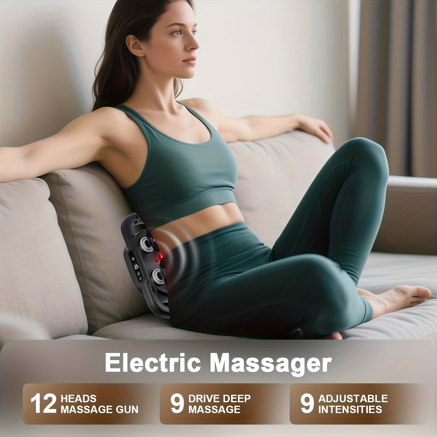 1pc handheld massage gun 12 head multi function massager usb