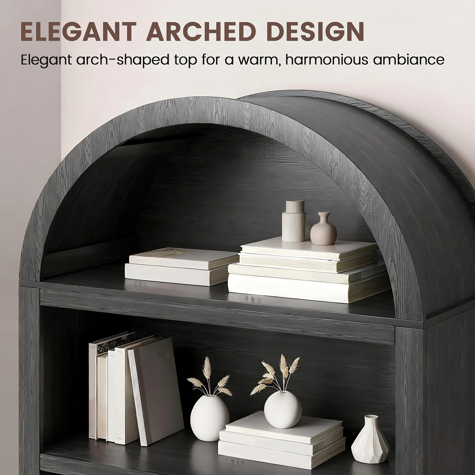 68 9 arched display bookshelf cabinet 5 tier open storage