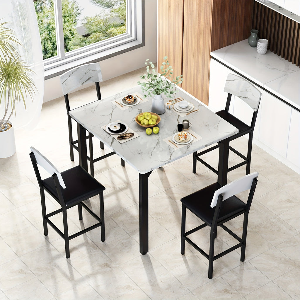 5pcs dining table chair set 1 counter height table 4