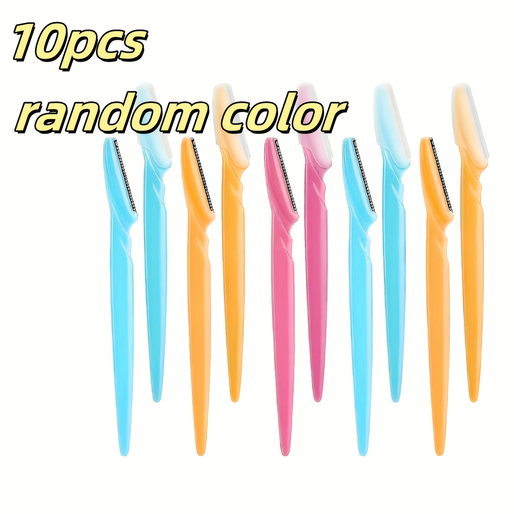10pcs stainless steel eyebrow razors colors random multi