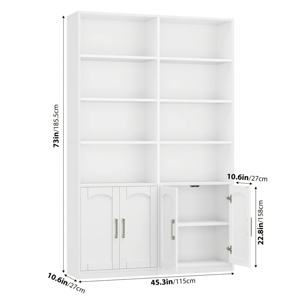 fultru bookshelf bookcase doors 6 tier   large