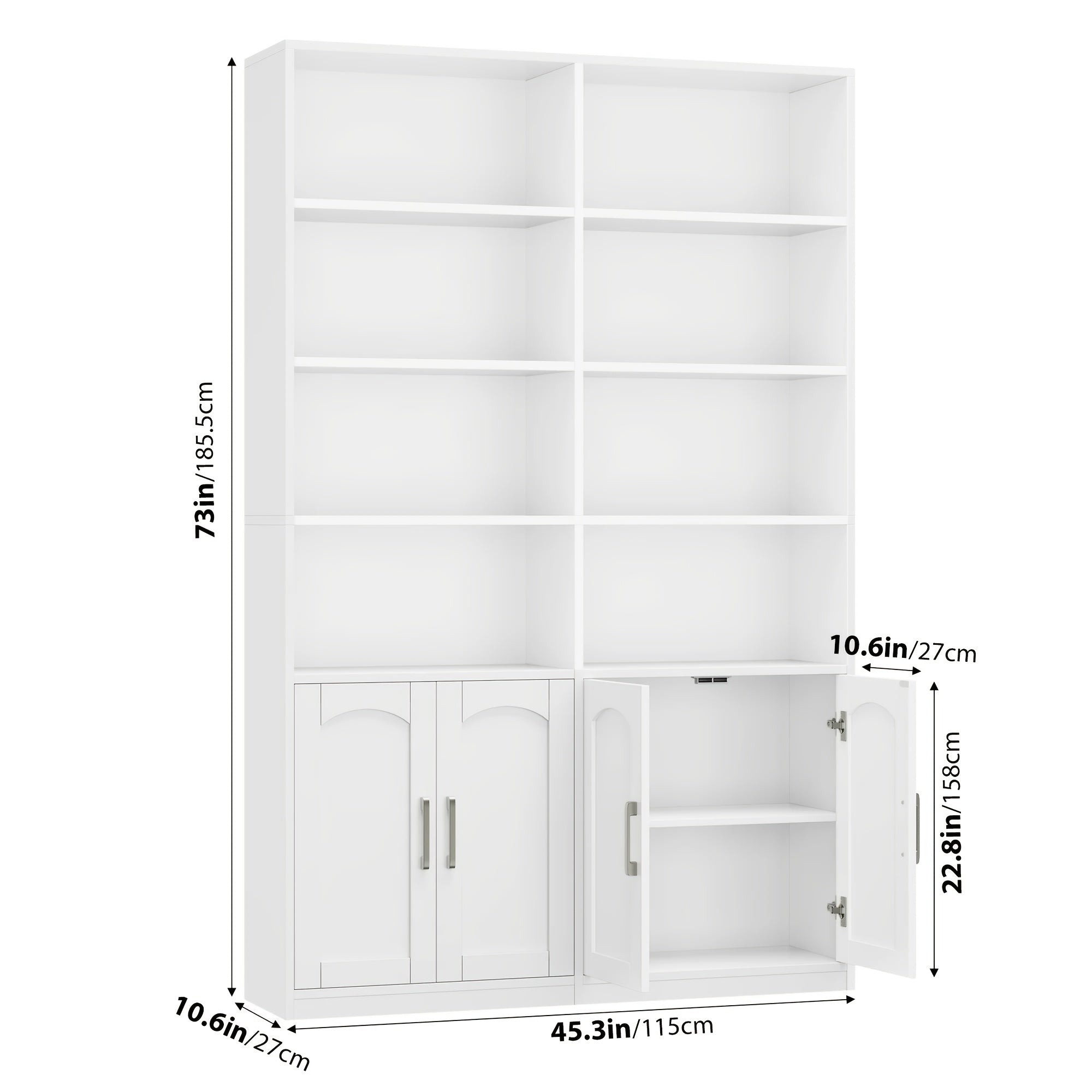 fultru bookshelf bookcase doors 6 tier   large