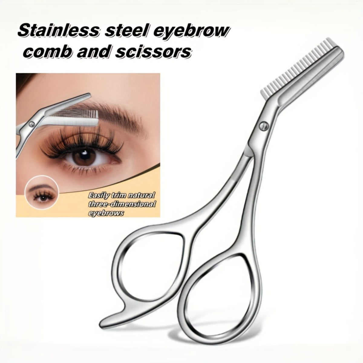 stainless steel   eyebrow scissors built in brow