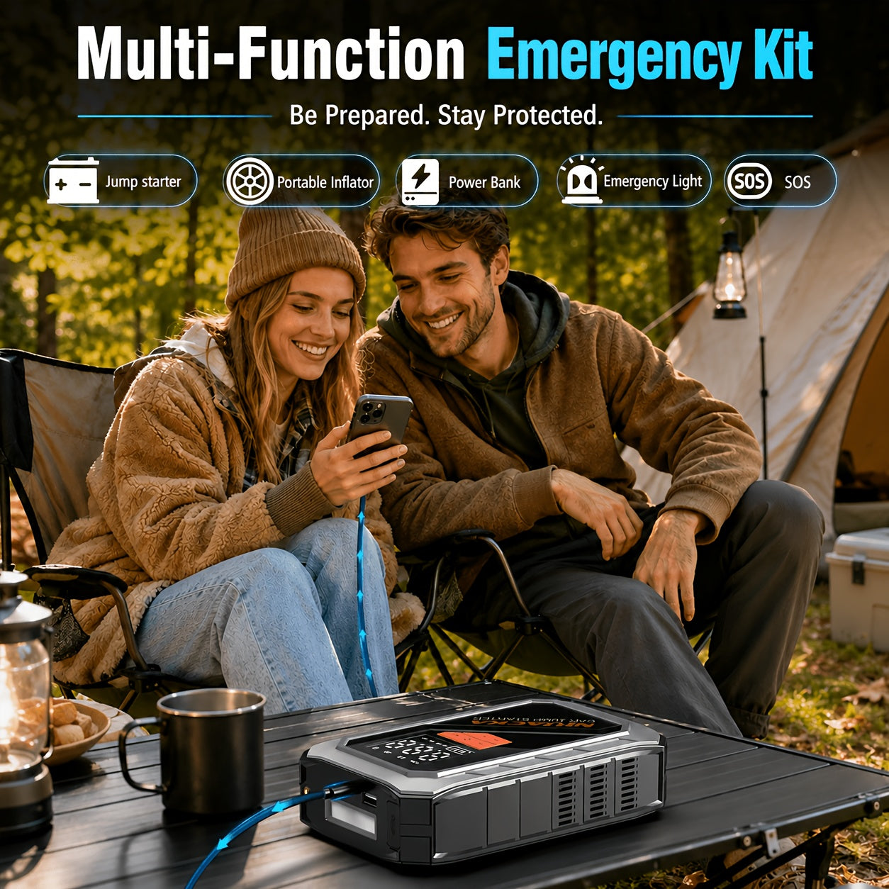15000a 8 in 1 portable car jump starter air compressor 150