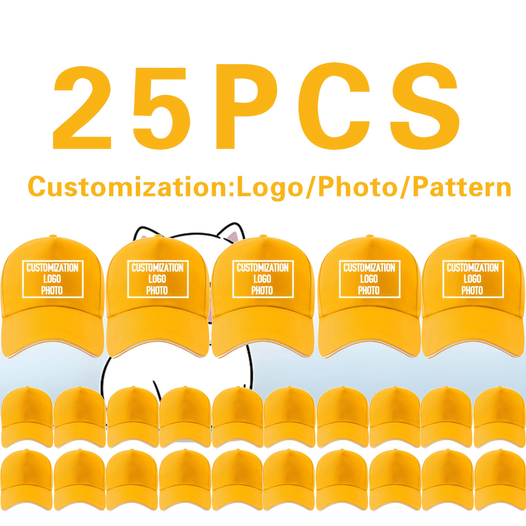 25pcs customizable     baseball caps adjustable