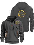 back school unisex half zip hoodie drawstring hood zipper
