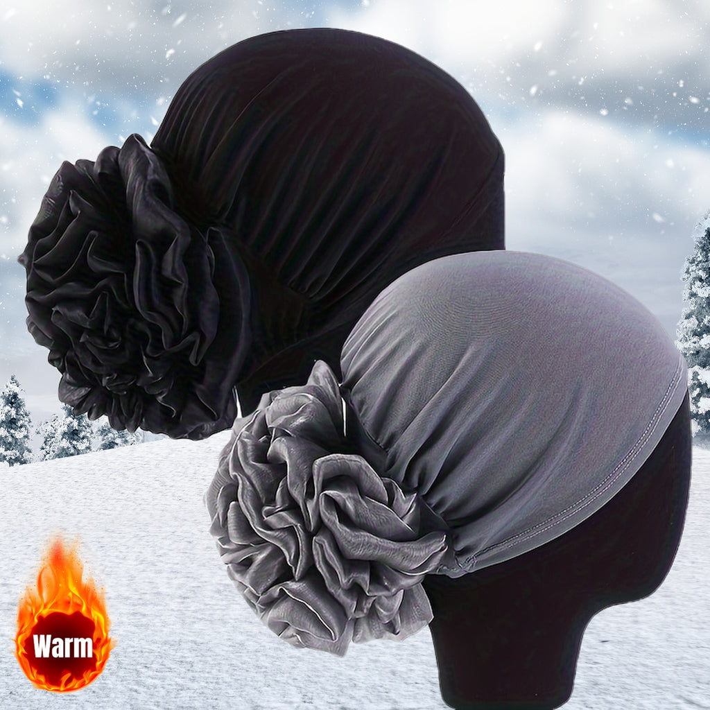2pcs set womens large floral headscarf hat   turban hat