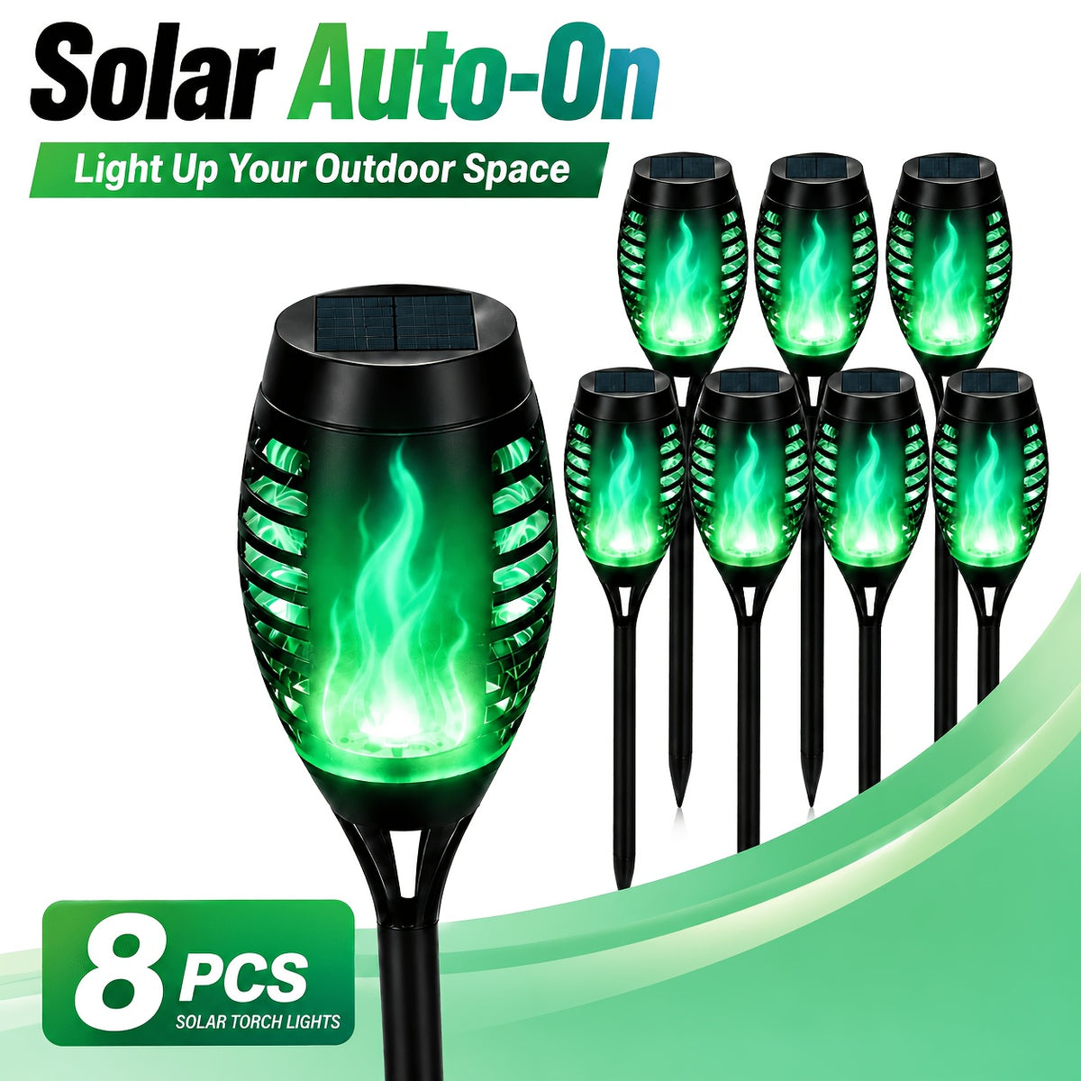 16 8pcs solar torch lights smart light control
