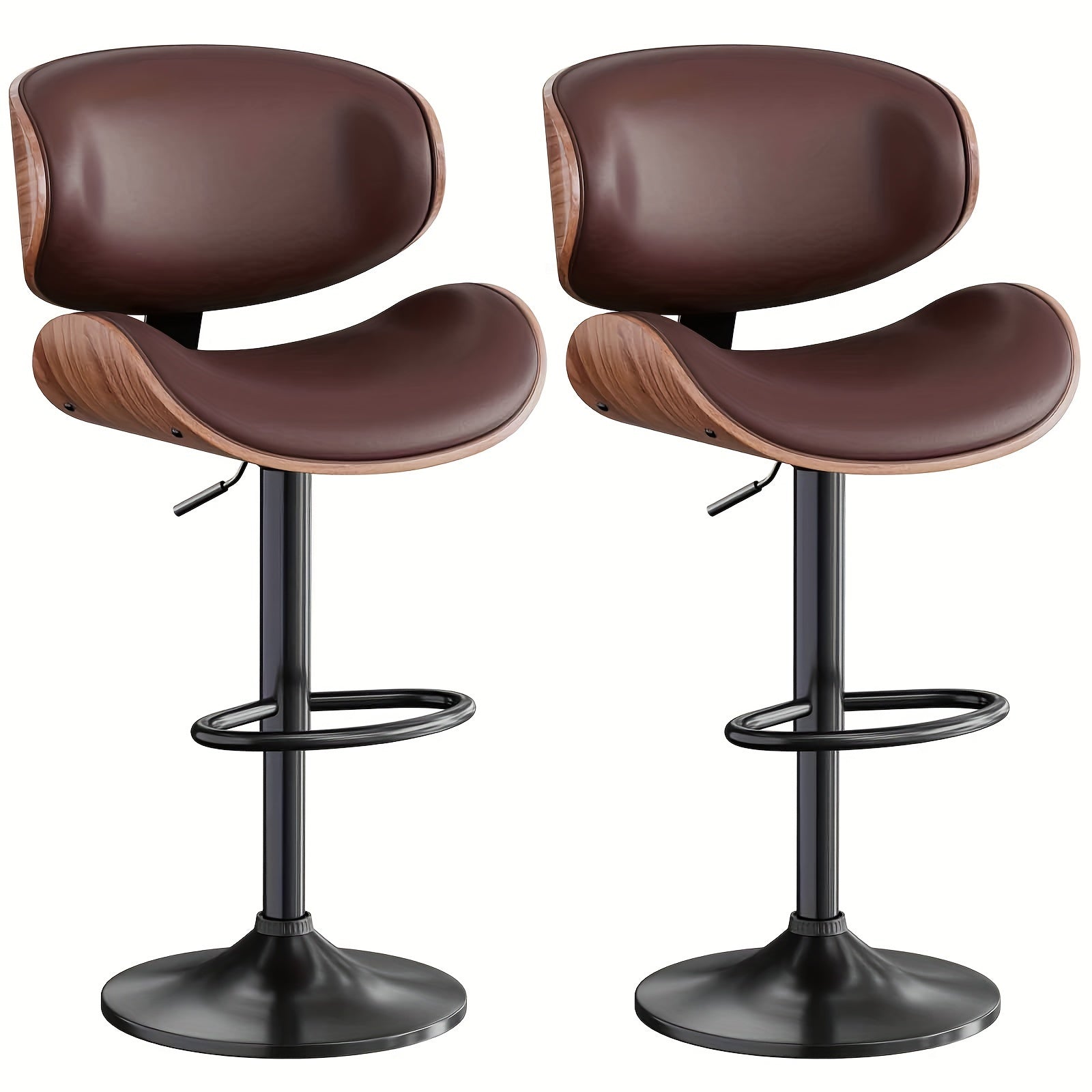 1 2pcs bar stools adjustable swivel faux leather bar stool