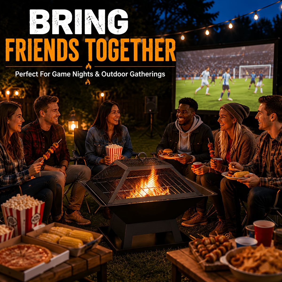 portable 4 in 1 wood burning fire pit removable cooking