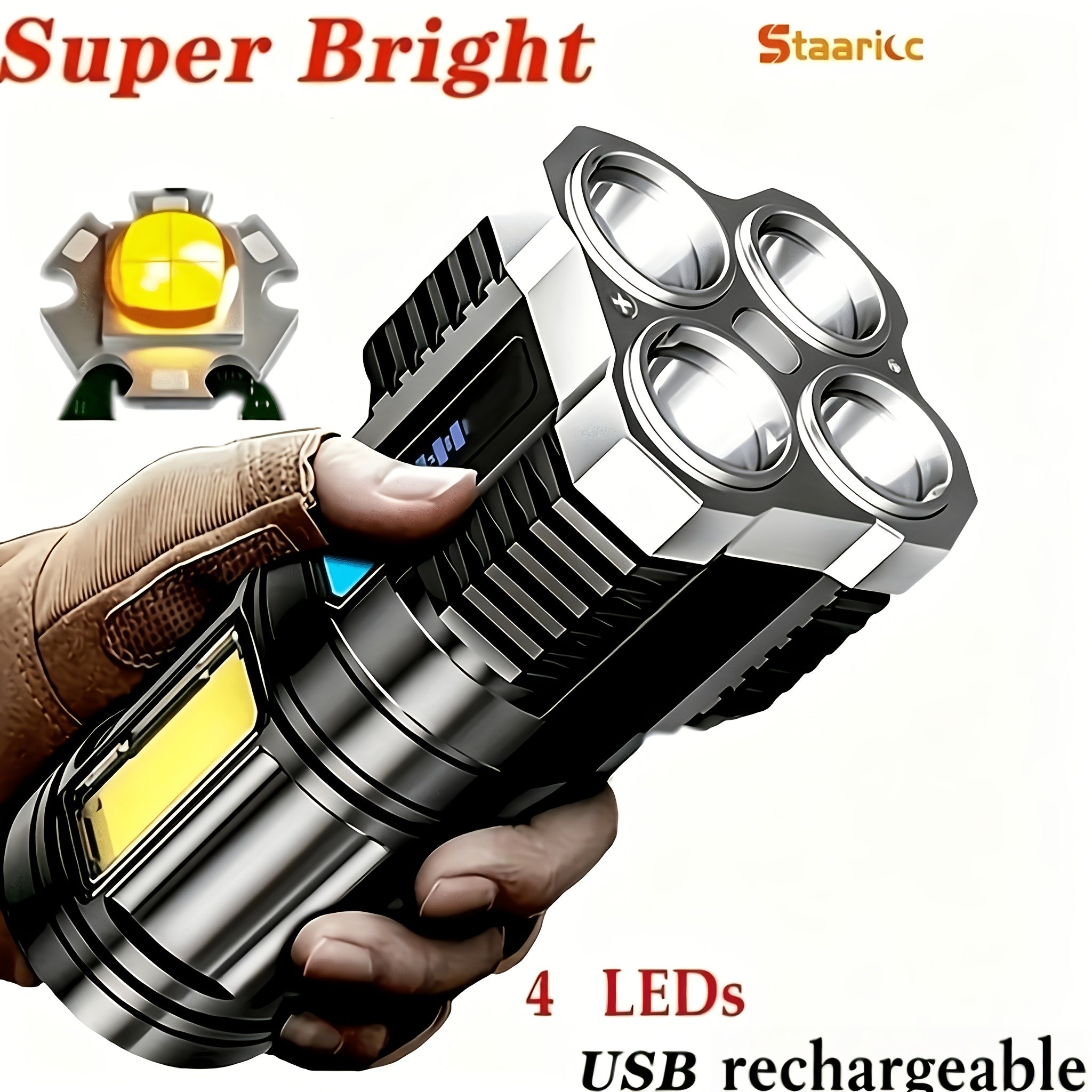 1pc led multifunctional rechargeable flashlight powerful 4