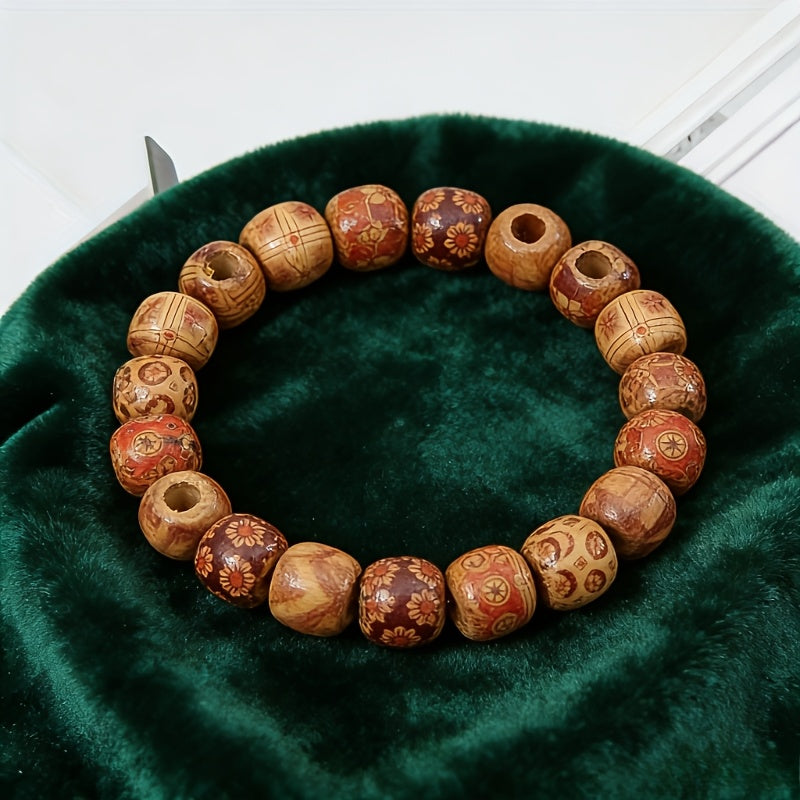 100pcs mixed wooden bead tribal pattern wood beads macrame