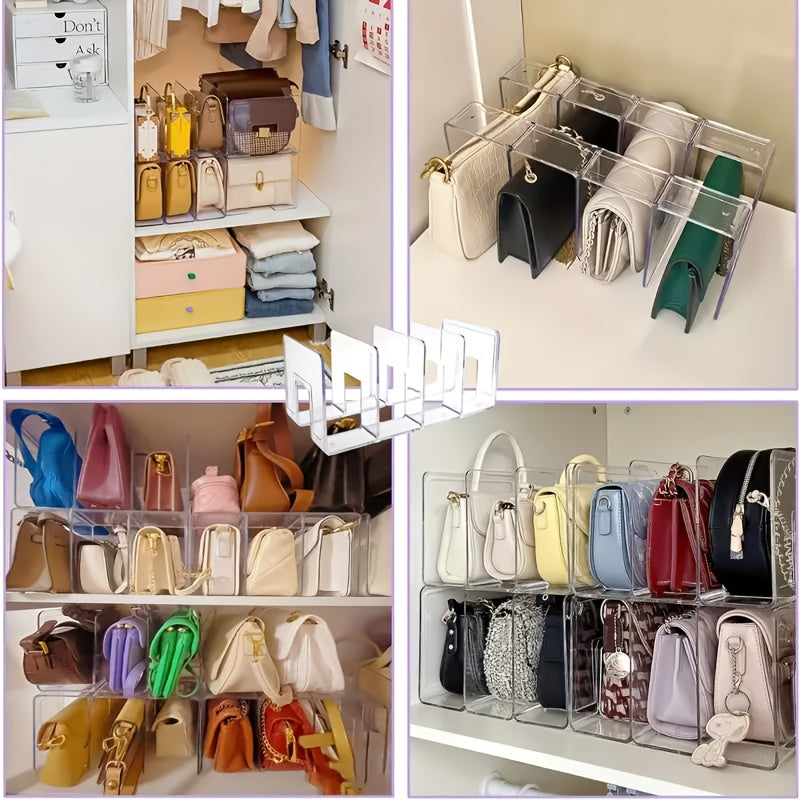 space saving acrylic handbag organizer 4 wallet dividers