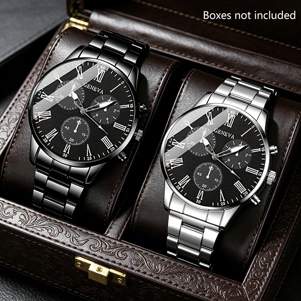 2pcs unisex fashion casual quartz watch combo set perfect