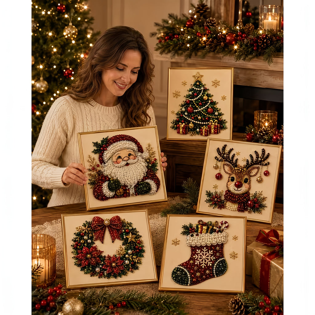 christmas colored pearl diamond painting suitable