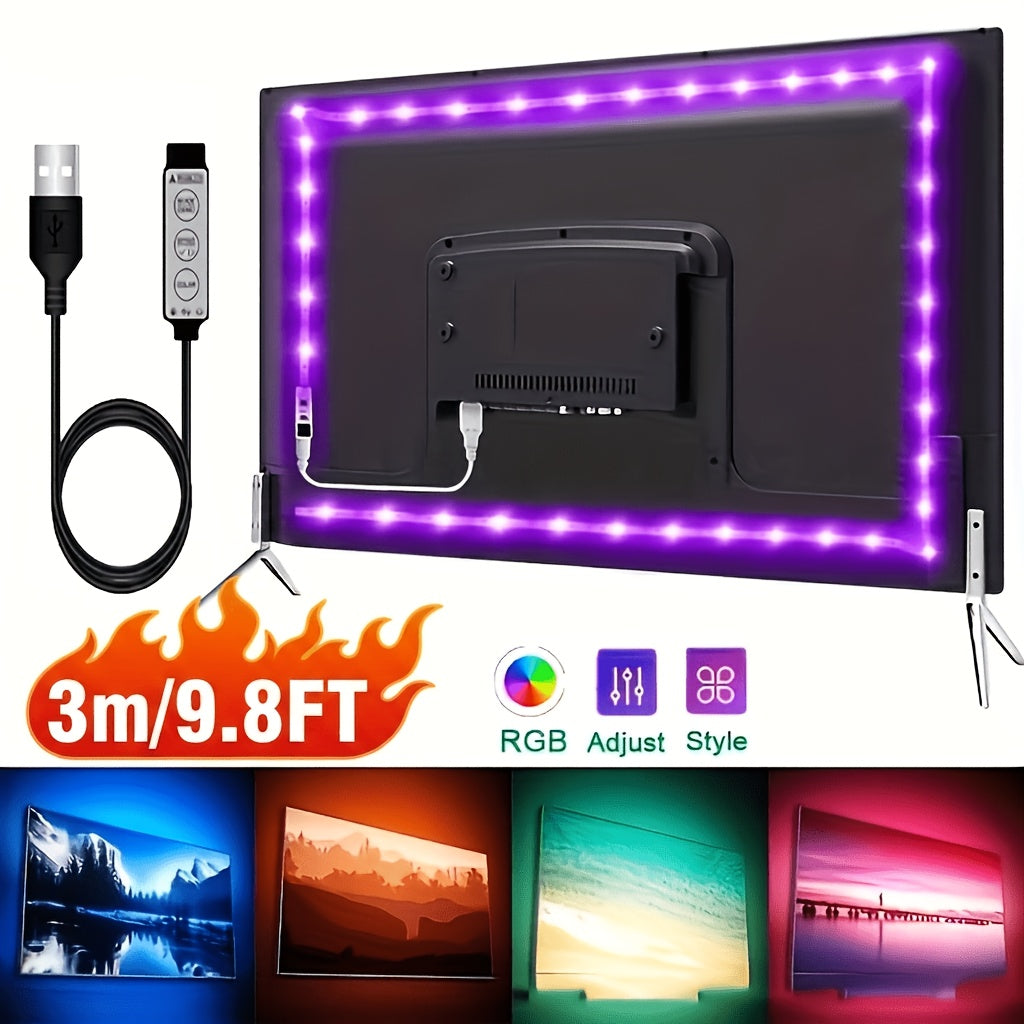 1 5m led tv background light strip three button control rgb