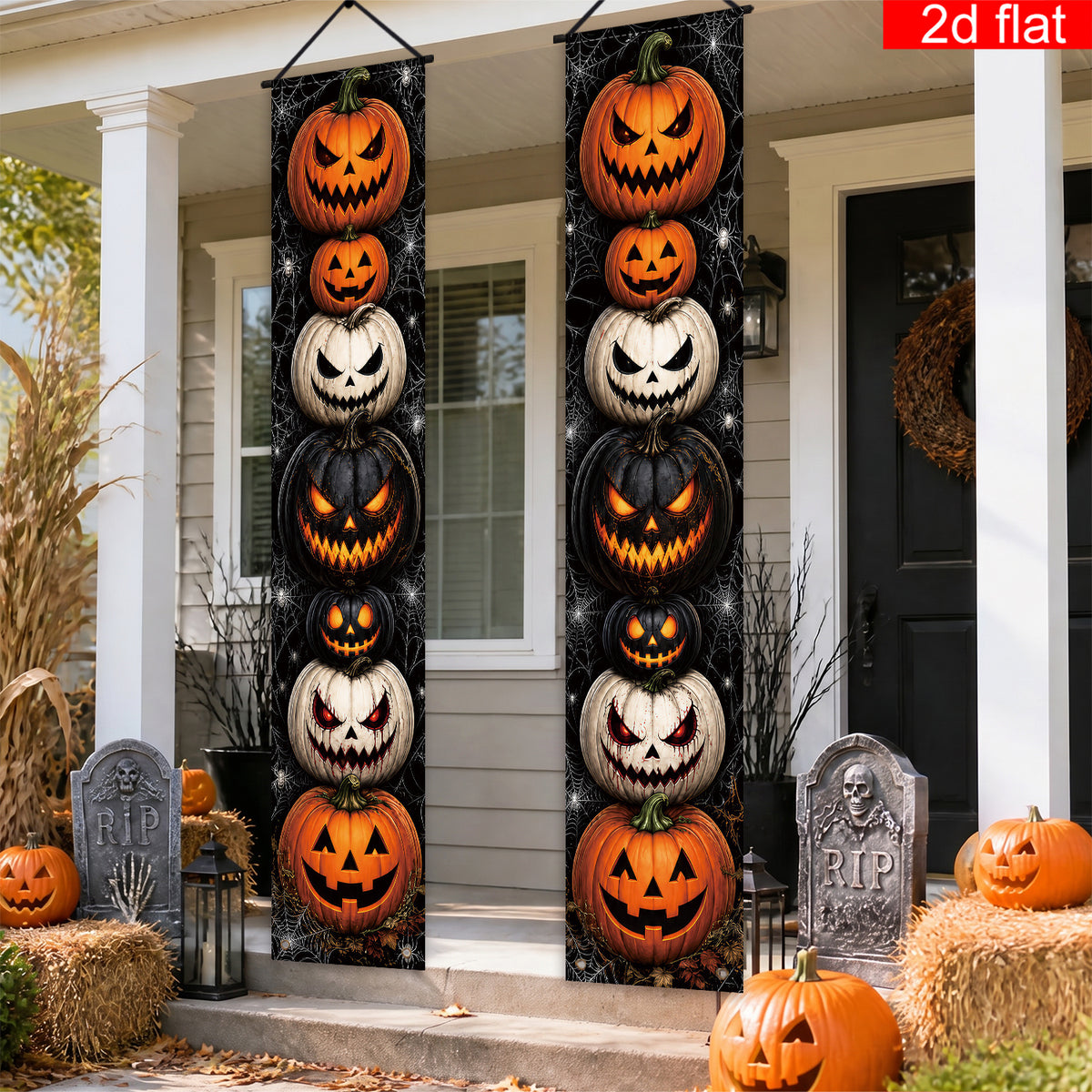 2d flat 2d flat banner 2pcs halloween front door porch logo
