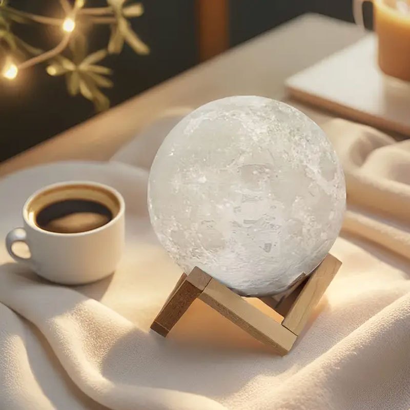 16 color rgbw   lamp remote control wooden stand 3d