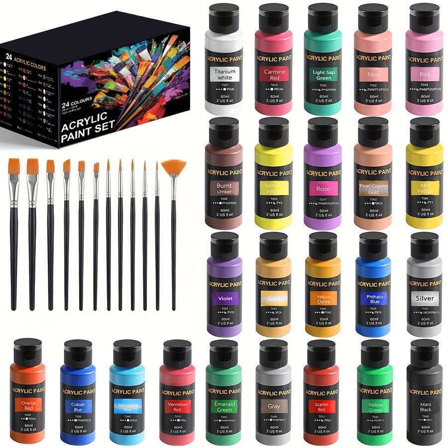 24 colors artist paint set 12 premium