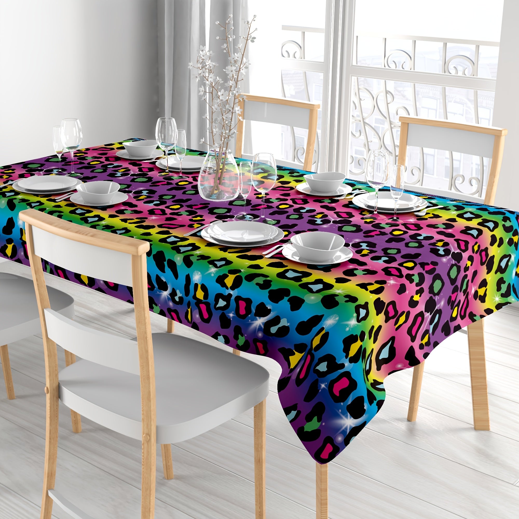 1pc   leopard print birthday tablecloth