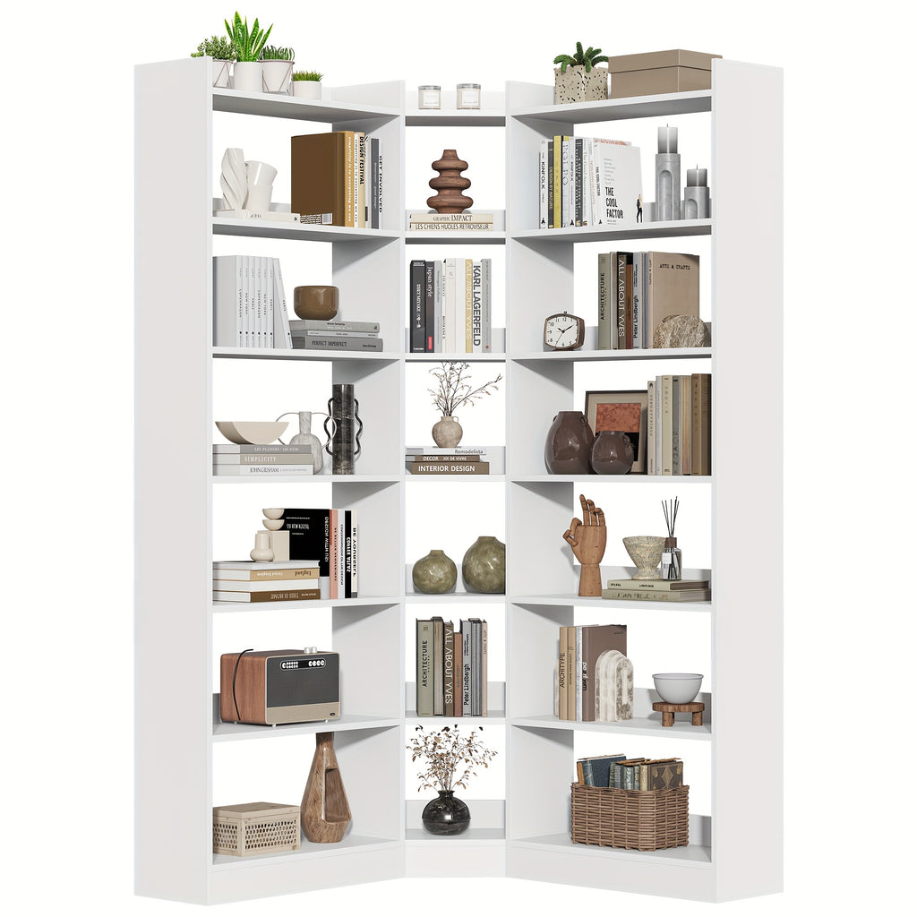 70 8 corner bookshelf bookcase 7 tiers l shaped bookshelf