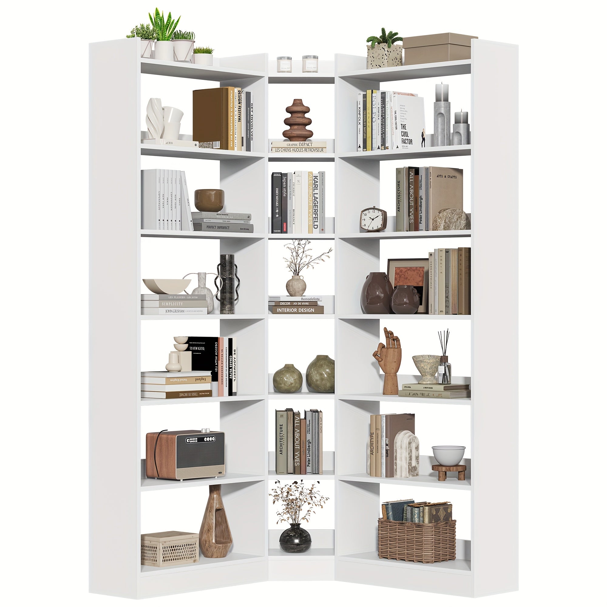 70 8 corner bookshelf bookcase 7 tiers l shaped bookshelf