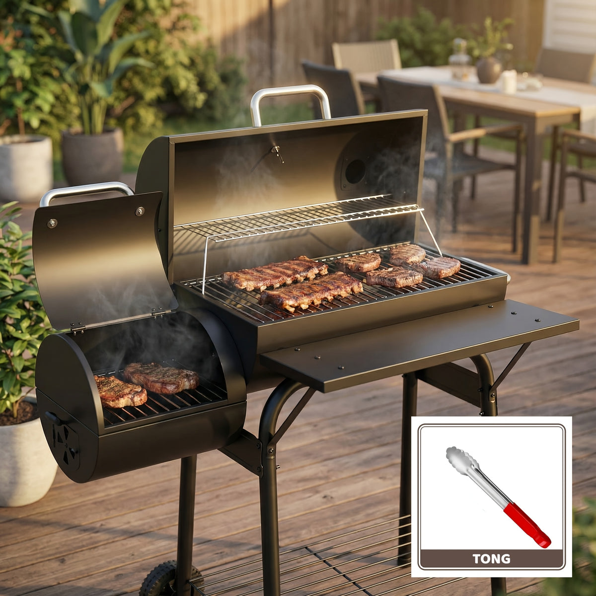 charcoal grill offset   outdoor bbq   side fire