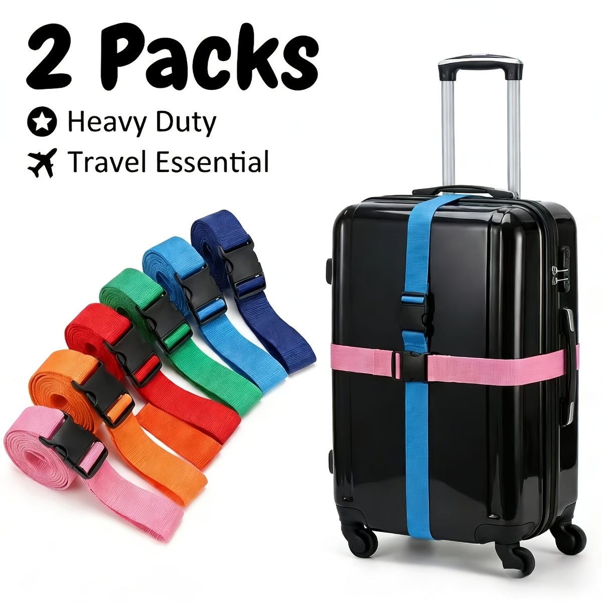 2pcs luggage straps quick release anti theft suitcase belts
