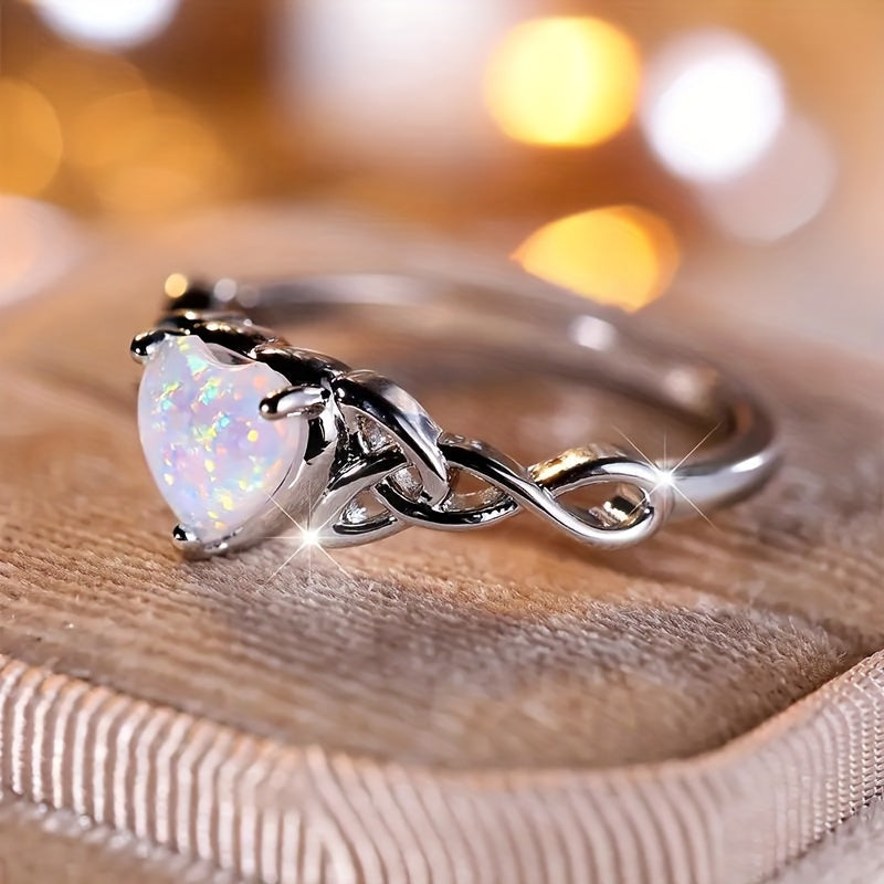 coquettish style promise ring simulated acrylic heart celtic