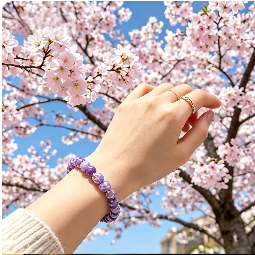 1pc natural grape amethyst bracelet women 8mm beads bohemian