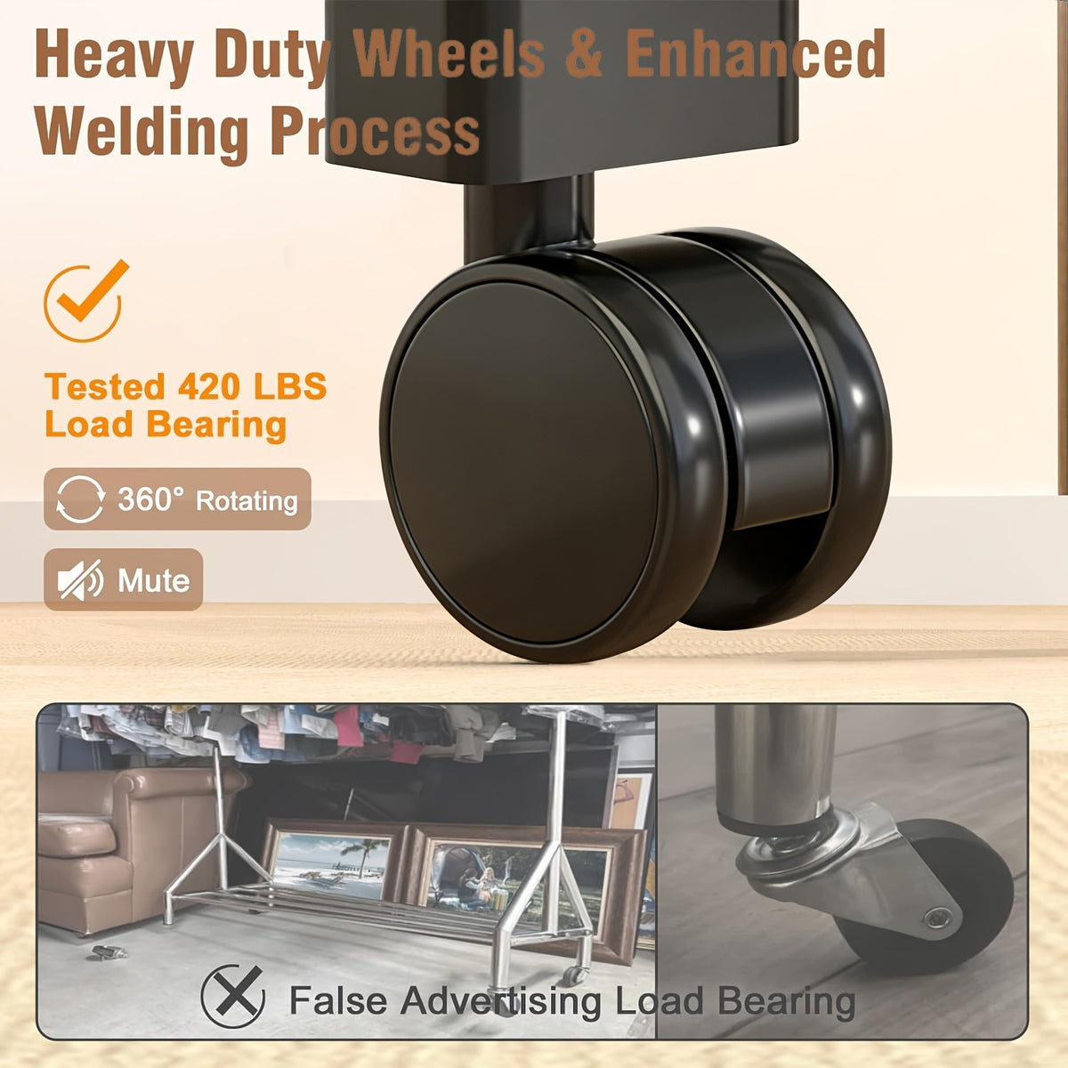 heavy duty metal double pole garment rack rolling wheels