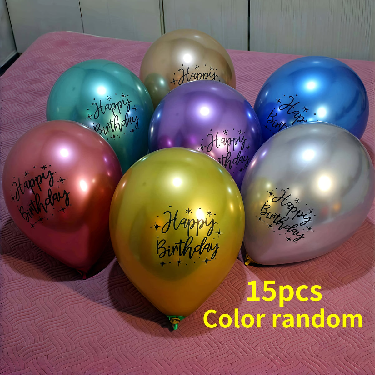 printed happy birthday multicolor metallic latex balloons