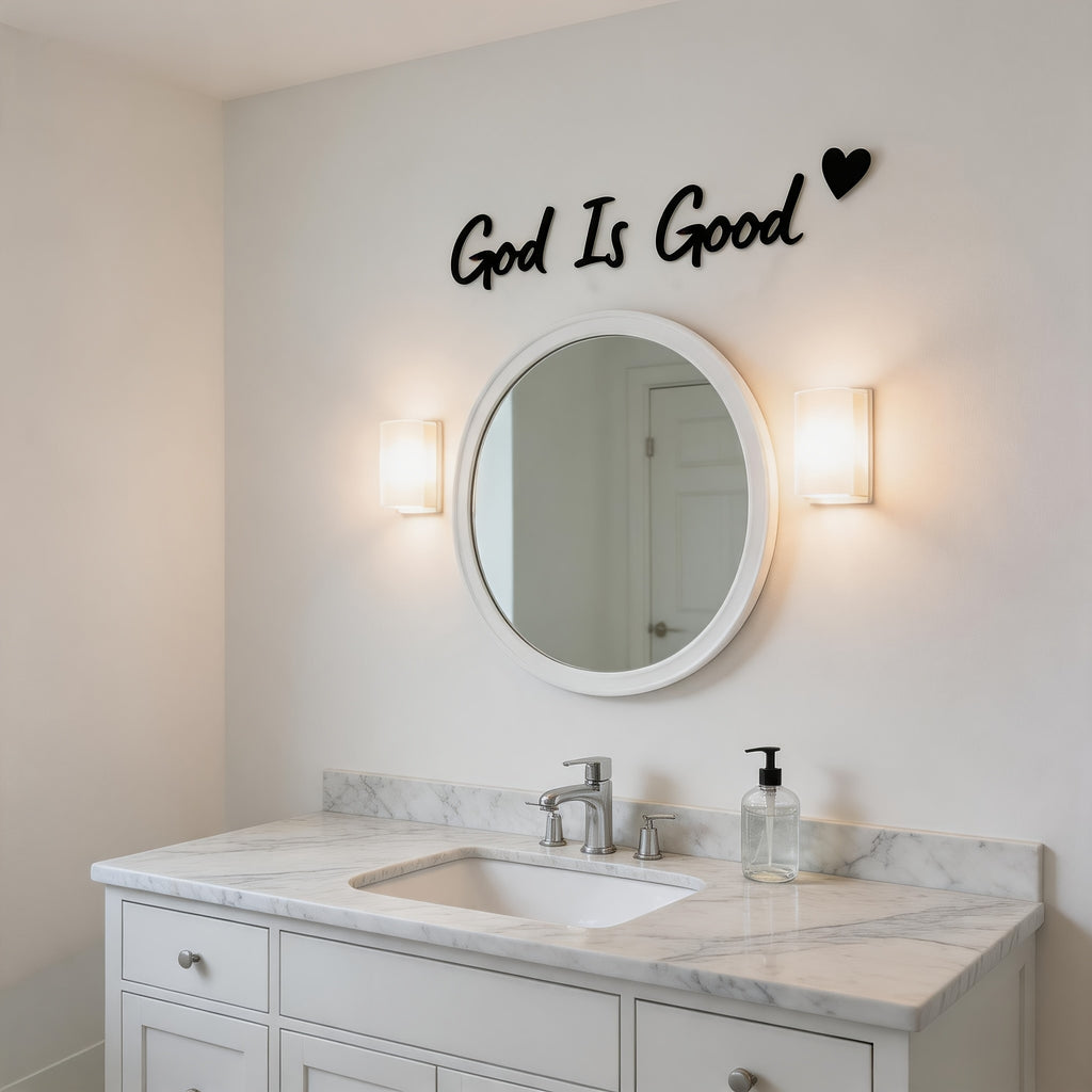 4  god good wall art set script word sign heart