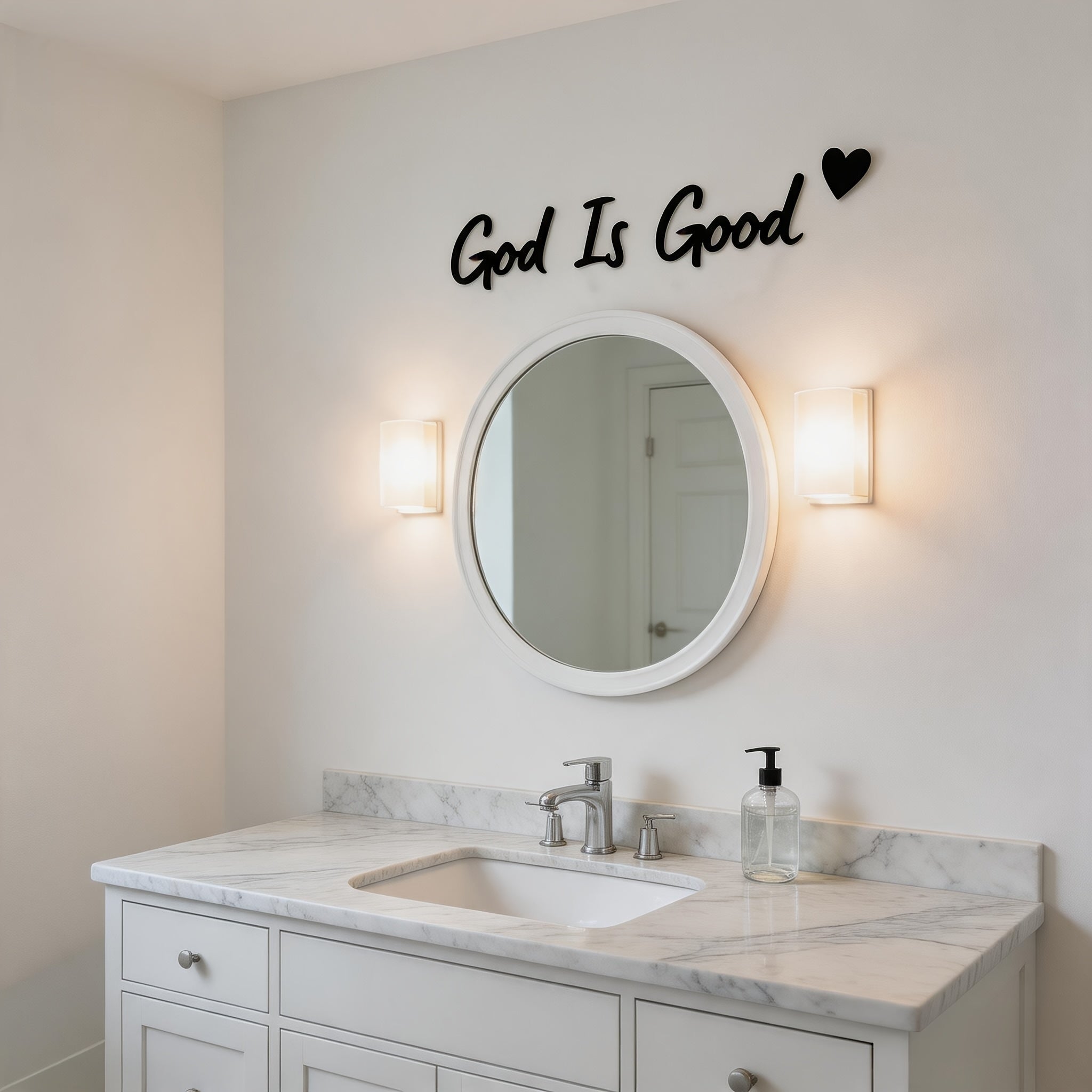 4  god good wall art set script word sign heart