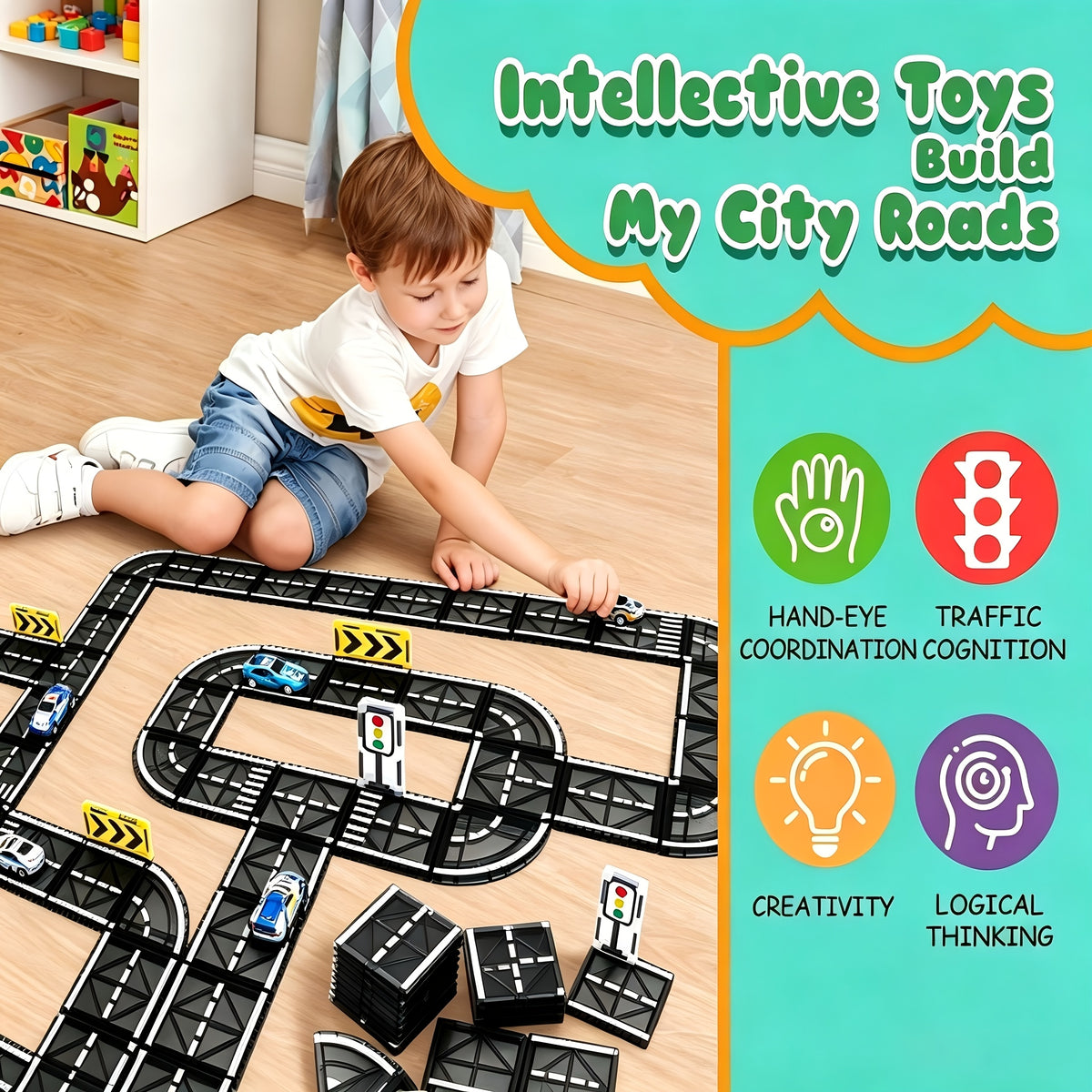 44pcs magnetic track set pulling small cars magnetic