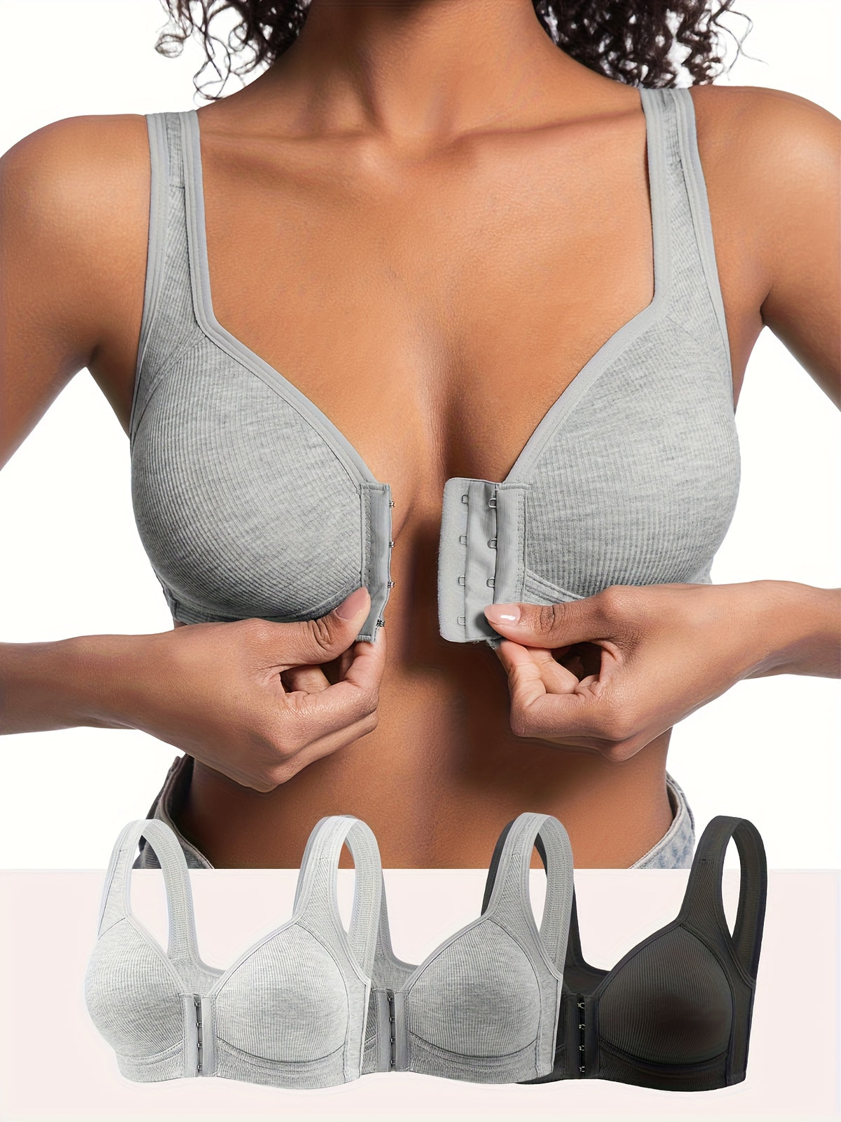 3 pack a womens bra without underwire front closure design