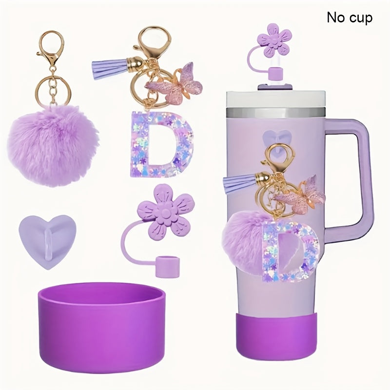 5pcs tumbler handle accessories set including resin alphabet