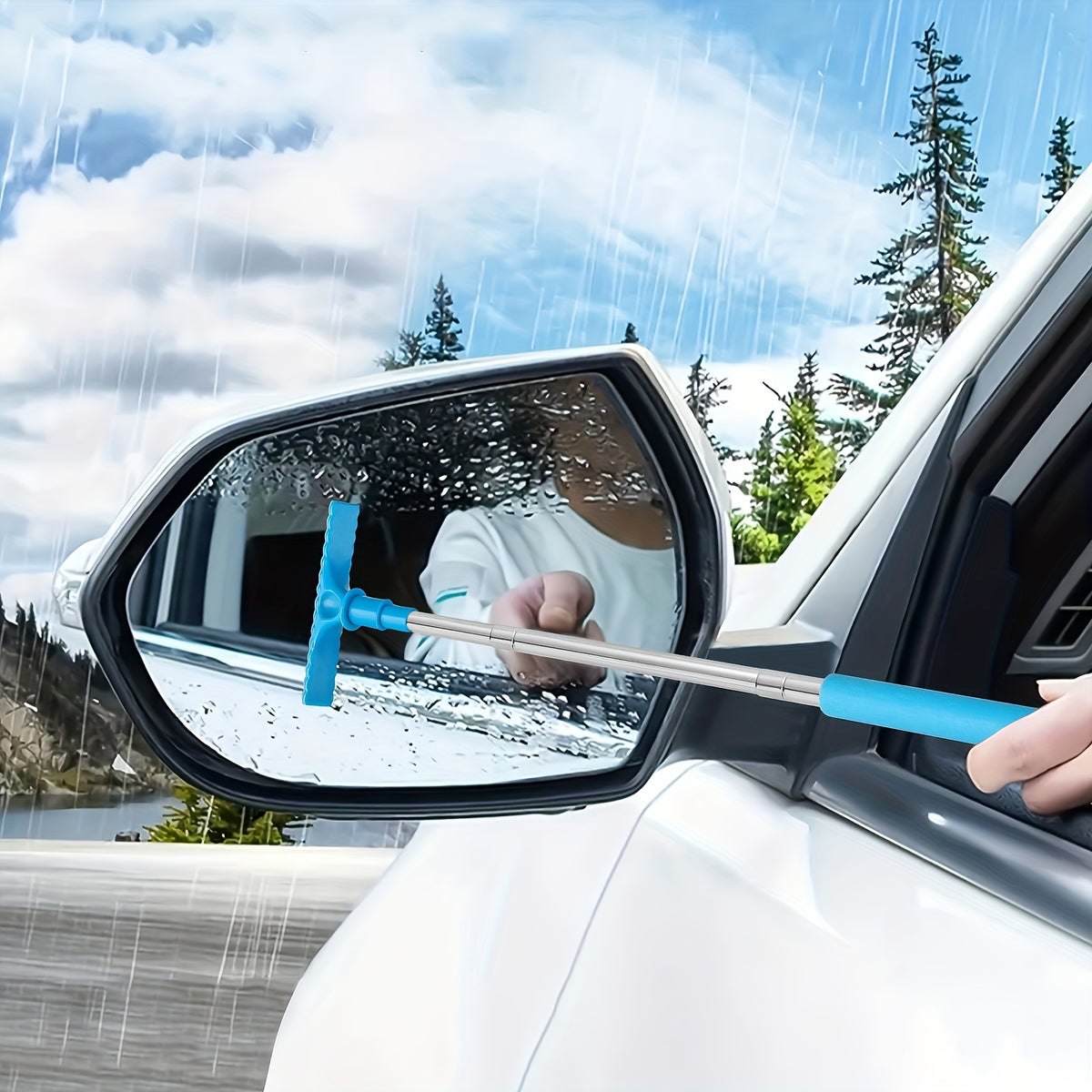 1pc handheld telescopic car brush portable rearview mirror