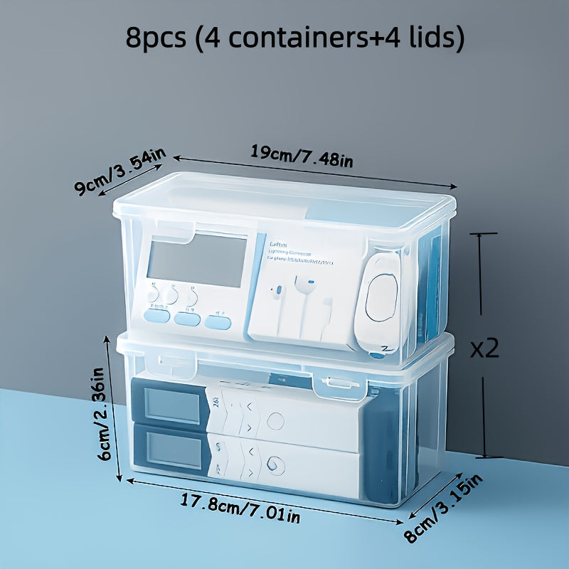 8pcs set 4 large clear frosted pp storage containers lids