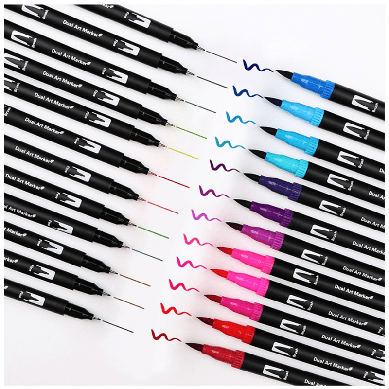 24 pack double tip coloring drawing pens rich